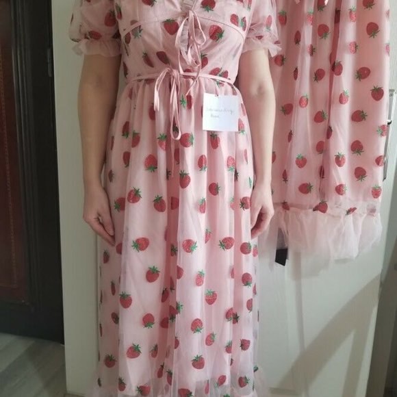 Strawberry Tulle Long Dress / Cute / S-5XL - Picture 4 of 10